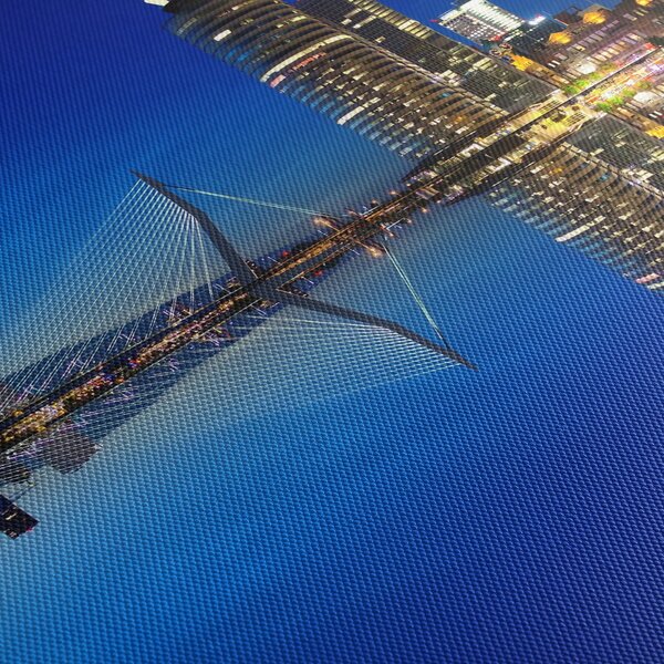 Tablou - Rotterdam nocturn (cu ceas) (90x30 cm)