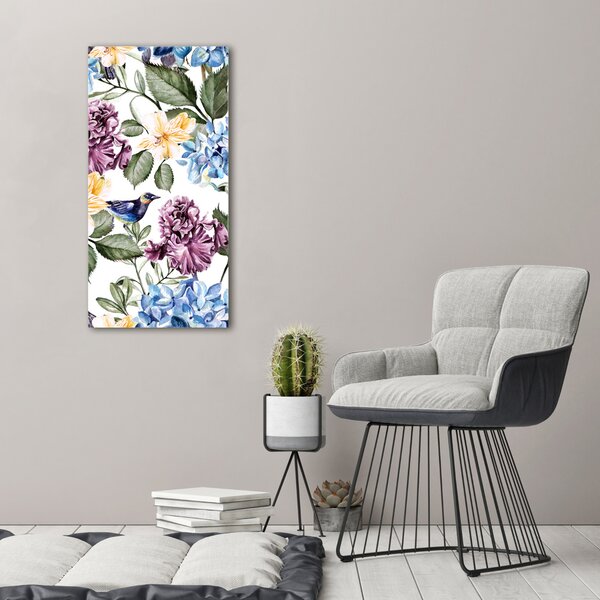 Tablou canvas Flori și păsări