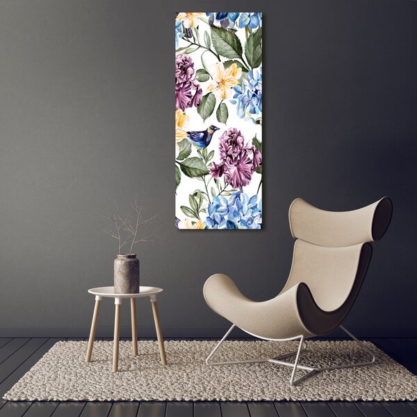 Tablou canvas Flori și păsări