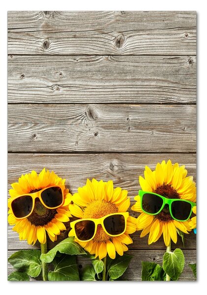 Tablou din Sticlă Sunflowers ochelari