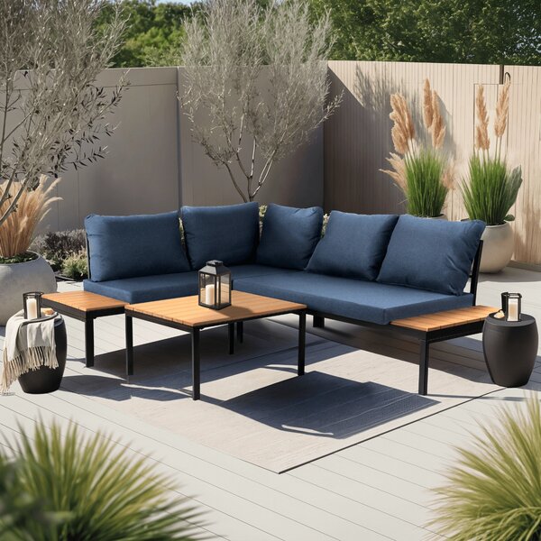 Set mobilier de grădină Necasario (albastru marin + negru) (pentru 4 persoane). Promo -20%. 1119340