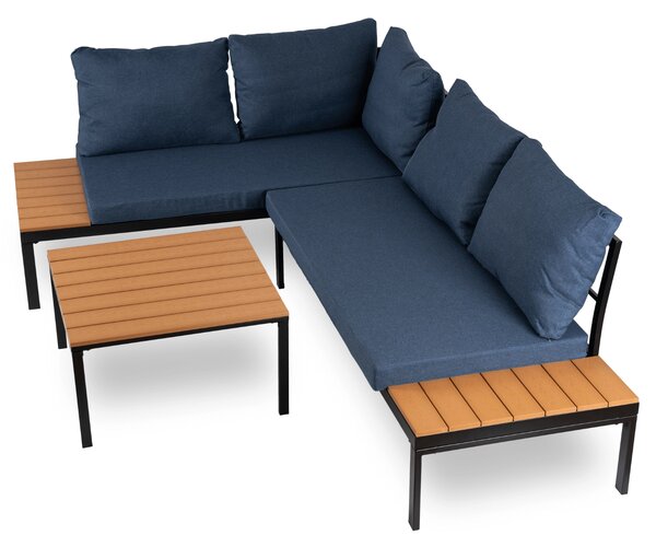 Set mobilier de grădină Necasario (albastru marin + negru) (pentru 4 persoane). Promo -20%. 1119340