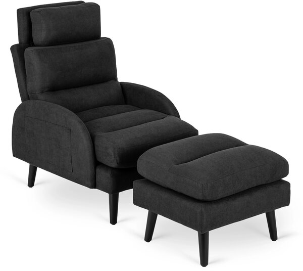 Fotoliu reglabil Hondurenas (negru) (cu taburete). Promo -22%. 1128925