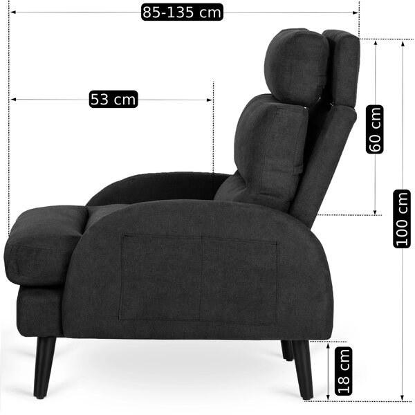 Fotoliu reglabil Hondurenas (negru) (cu taburete). Promo -22%. 1128925
