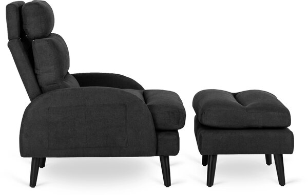 Fotoliu reglabil Hondurenas (negru) (cu taburete). Promo -22%. 1128925