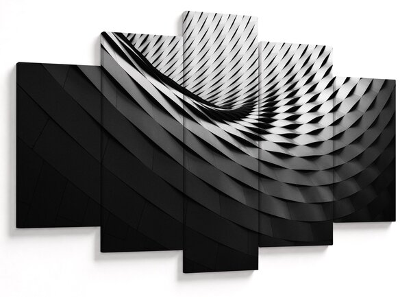 Tablou abstract - spirală alb neagră (150x105 cm)