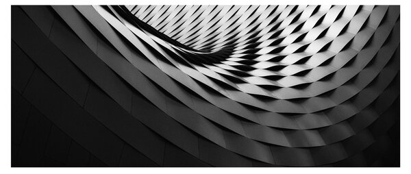 Tablou abstract - spirală alb neagră (120x50 cm)