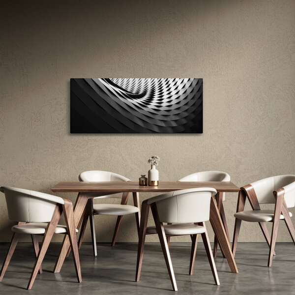 Tablou abstract - spirală alb neagră (120x50 cm)