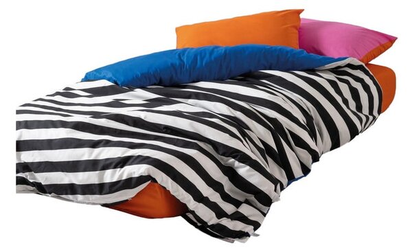 Lenjerie de pat alb-negru din bumbac ranforcé pentru pat dublu, extinsă cu cearceaf inclus, cu 4 piese 200x220 cm Dusk – Mijolnir