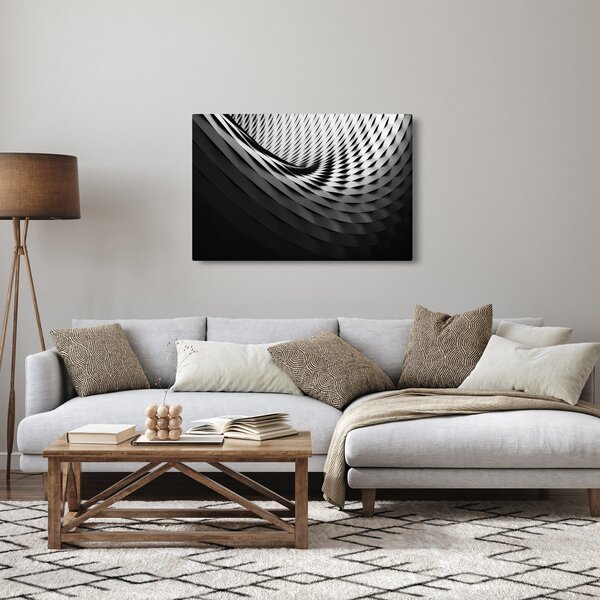 Tablou abstract - spirală alb neagră (90x60 cm)