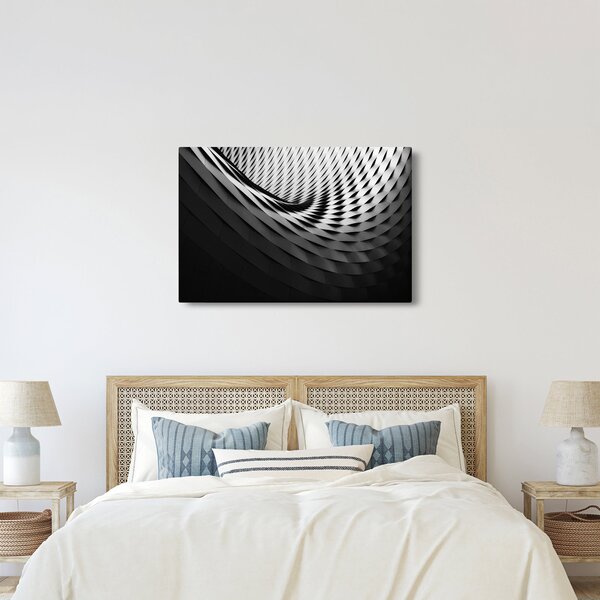 Tablou abstract - spirală alb neagră (90x60 cm)