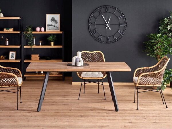 Masă Houston 601Negru, Nuca, 8x9x14cm, ExtensieExtensie, MDF, Metal