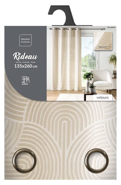 Draperie bej din catifea 135x260 cm Eva – douceur d'intérieur