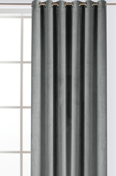 Draperie gri dimout (semi-opacă) din catifea 200x250 cm Velto – Filumi