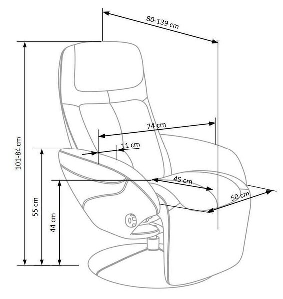 Fotoliu recliner Houston 491Gri inchis, 8x8x8cm, Tapiterie