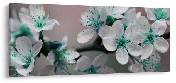 Tablou cu floare - turcoaz (120x50 cm)