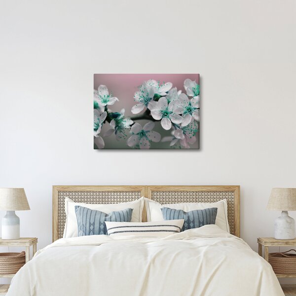 Tablou cu floare - turcoaz (70x50 cm)