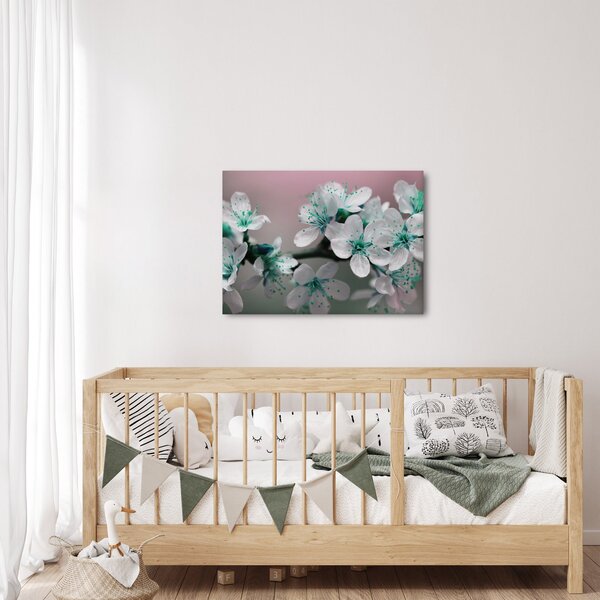Tablou cu floare - turcoaz (70x50 cm)
