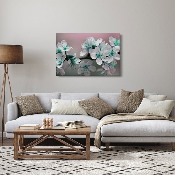 Tablou cu floare - turcoaz (90x60 cm)