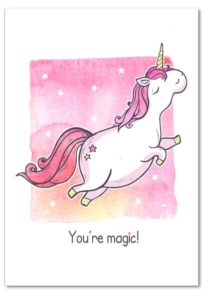 Tablou Printat Pe Sticlă unicorn roz