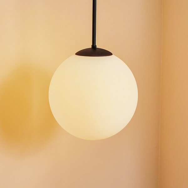 ALDEX Lampă suspendată Dione, 1 bec, alb/negru 30cm, reglabil, Alb, Camera de zi / sufragerie, Sticlă, Modern, glob