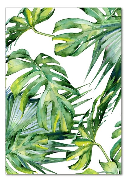 Tablou pe pe sticlă frunze tropicale
