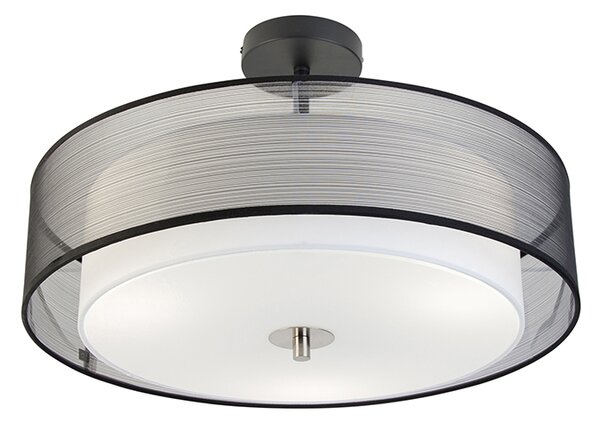 Plafoniera inteligentă neagră cu alb 50 cm incl. 3 Wifi A60 - Drum Duo