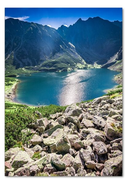 Tablou pe pe sticlă Negru iaz Tatry