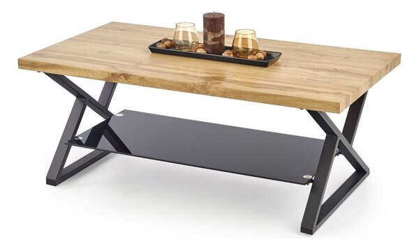 Măsuță de cafea Houston 997, Negru, Stejar, Metal, 45x60x110cm, 21 kg