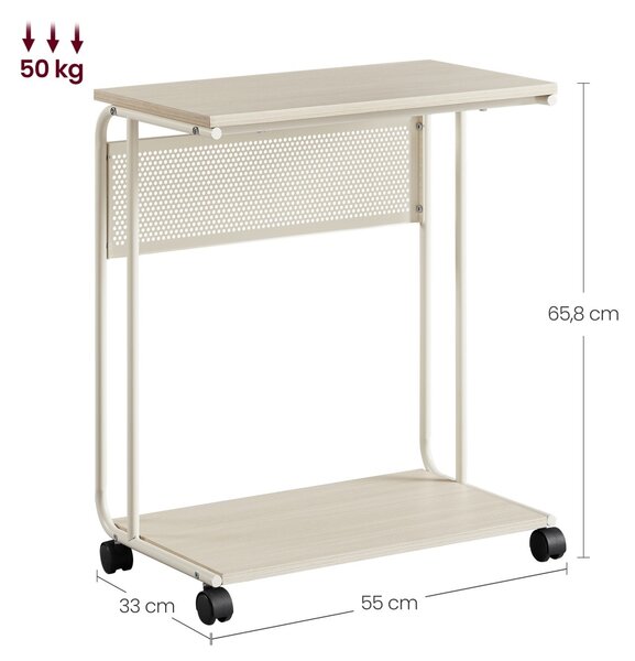 Masuta laterala C- Shape cu roti, 55x32x65cm
