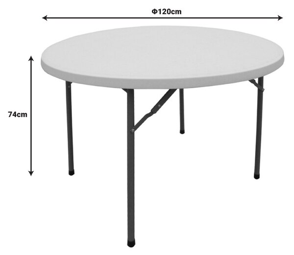 Masă de exterior pliabilă Model Comfort, Alb, D120x74 cm