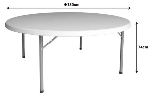 Masă pliabilă Model Comfort, Alb, D180x74 cm