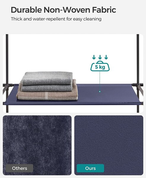 Dulap haine textil Model Jameson, Albastru, 150x45x175 cm