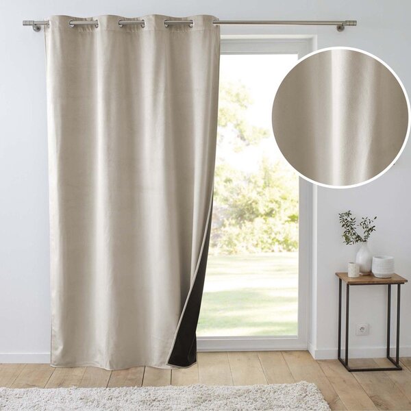Draperie bej termoizolantă din catifea 140x260 cm Polarchic – douceur d'intérieur