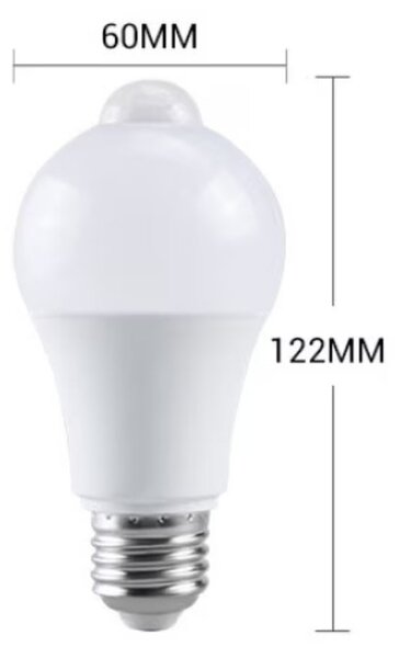 Bec cu senzor miscare, 12W, soclu E27, lumina alb rece