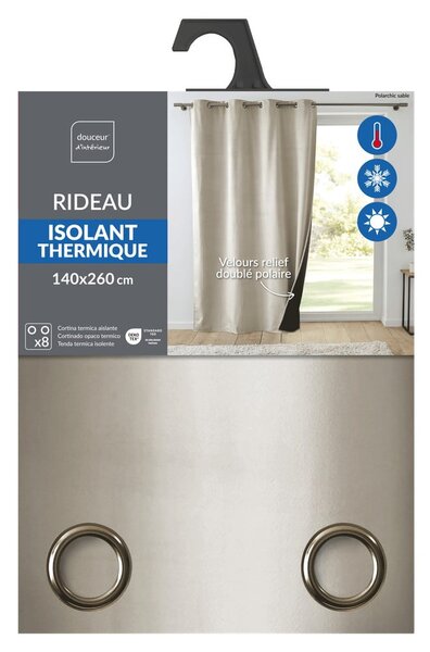 Draperie bej termoizolantă din catifea 140x260 cm Polarchic – douceur d'intérieur