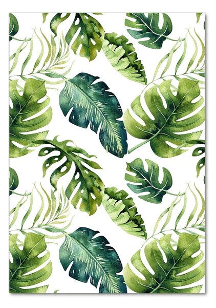 Tablou pe pe sticlă frunze tropicale