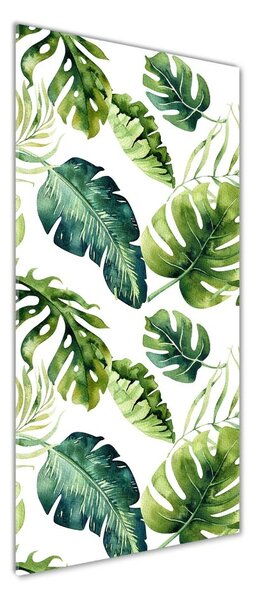 Tablou pe pe sticlă frunze tropicale
