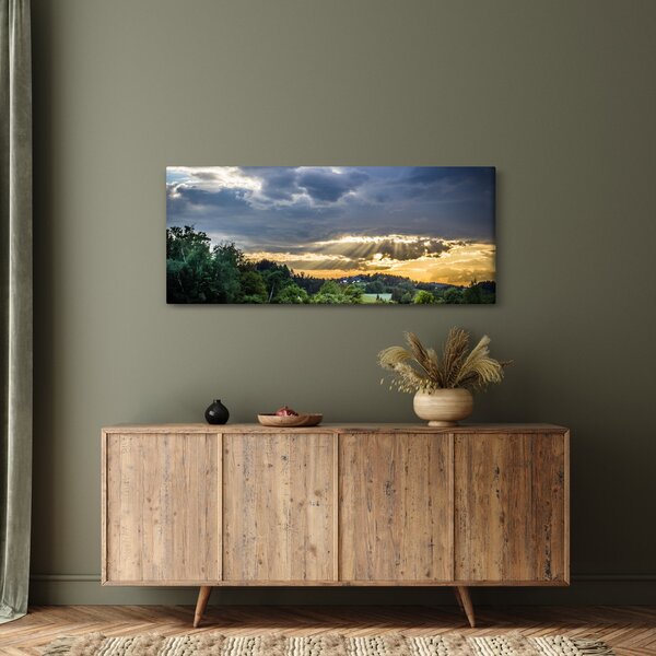 Tablou cu peisaj și raze de soare (120x50 cm)