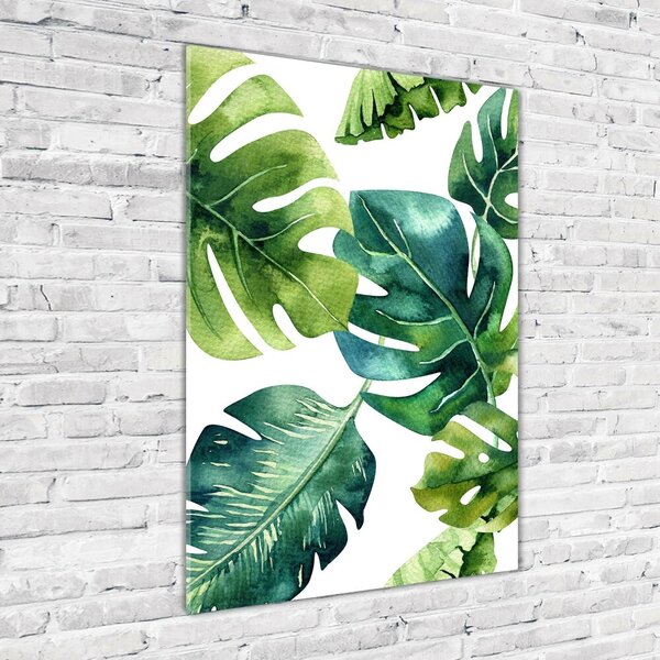 Tablou din Sticlă frunze tropicale