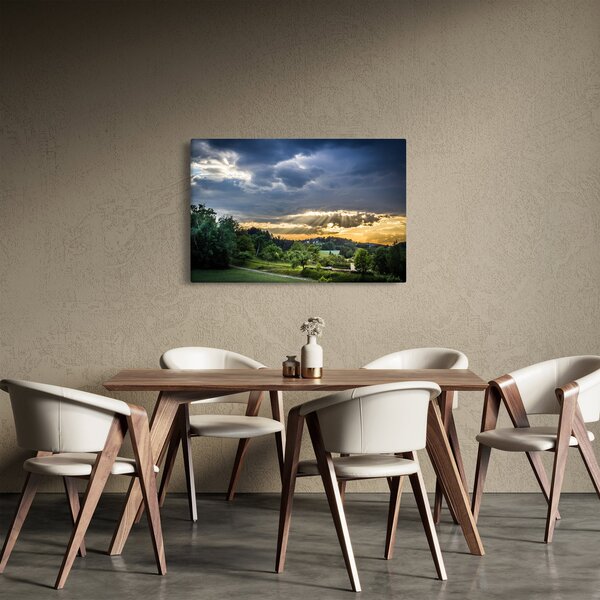 Tablou cu peisaj și raze de soare (90x60 cm)