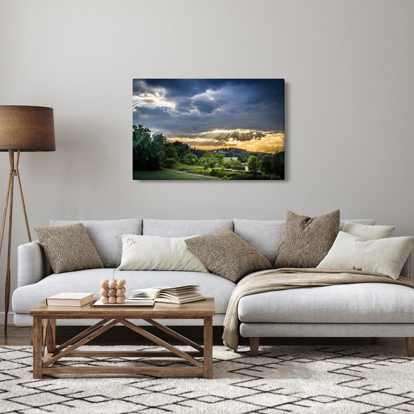 Tablou cu peisaj și raze de soare (90x60 cm)