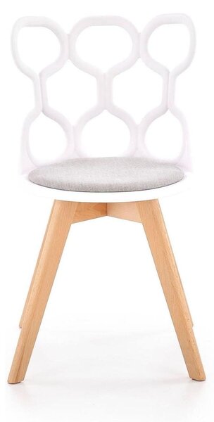 Scaun living K308, alb/gri/stejar, stofa clasica/polipropilena/lemn, 4