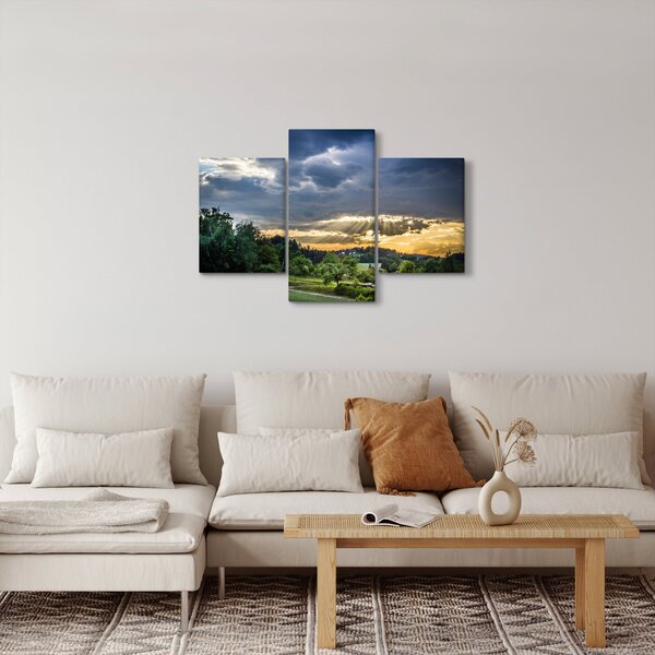 Tablou cu peisaj și raze de soare (90x60 cm)