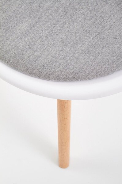 Scaun living K308, alb/gri/stejar, stofa clasica/polipropilena/lemn, 4