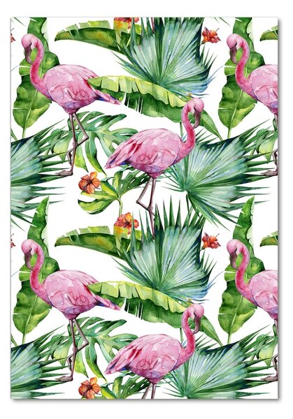 Imagine de sticlă Frunze și flamingo