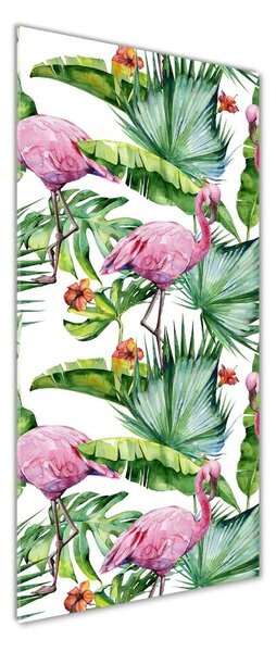 Imagine de sticlă Frunze și flamingo