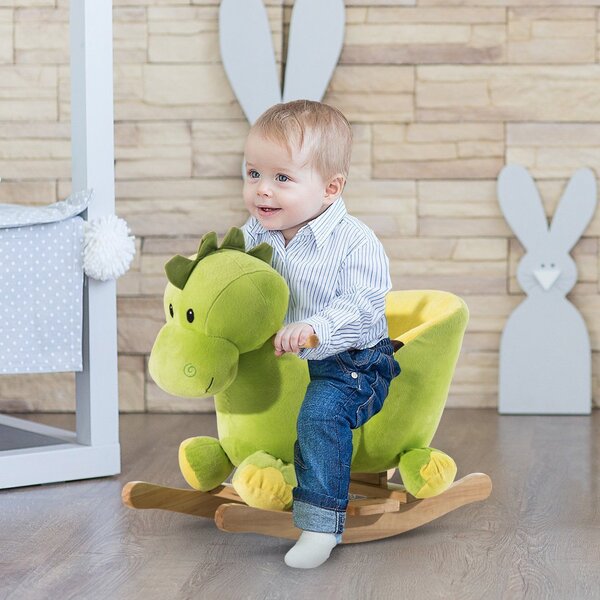 HOMCOM, balansoar dragon copii 60x33x45cm, verde si galben | Aosom Romania