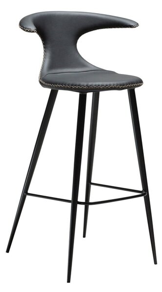 Scaun de bar cu șezut din piele artificială DAN-FORM Denmark Flair, negru