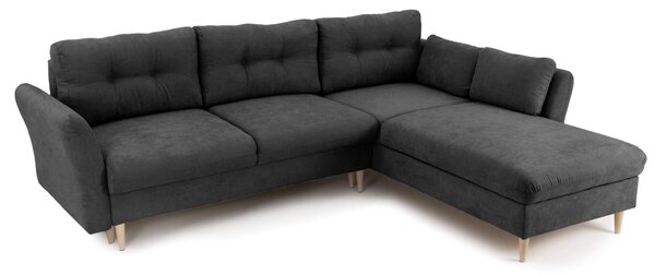 Colțar Extensibil STOCHOLM, cu ladă de depozitare, variante stânga/dreapta 270x210x90 cm, Gri-Inchis-Enjoy / Dreapta
